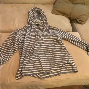 Blue and white striped j crew hoodie
